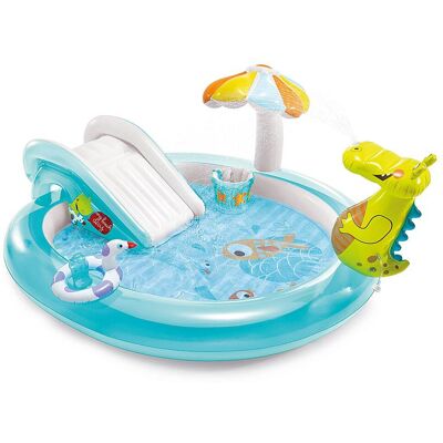 Intex - Mr. Gator Outdoor Inflatable Kiddie Pool Water Play Center with Slide - Blue Intex - Mr. Gator Outdoor Inflatable Kiddie Pool Water Play Center with Slide - Blue