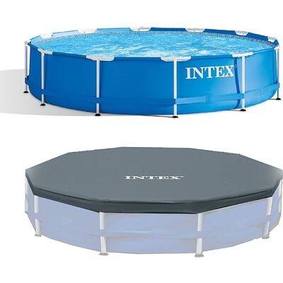 Intex - Above Ground Pool & 12 Foot Round Pool Cover - Gray Intex - Above Ground Pool & 12 Foot Round Pool Cover - Gray