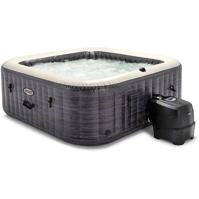 Intex - PureSpa Plus Inflatable Square Hot Tub Spa 94x28 in - Gray Intex - PureSpa Plus Inflatable Square Hot Tub Spa 94x28 in - Gray