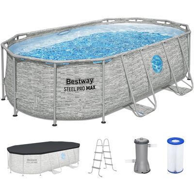 Bestway - Steel Pro MAX Splashview 14' x 8'2" x 39.5" Above Ground Swimming Pool Set Bestway - Steel Pro MAX Splashview 14' x 8'2" x 39.5" Above Ground Swimming Pool Set