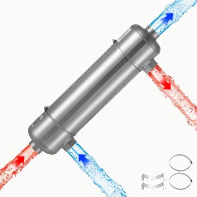 VEVOR - Pool Heat Exchanger, 210K BTU Swimming Pool Heater Exchanger, 316L Stainless Steel Construction, High Efficiency Water - Silver VEVOR - Pool Heat Exchanger, 210K BTU Swimming Pool Heater Exchanger, 316L Stainless Steel Construction, High Efficiency Water - Silver
