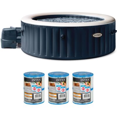 Intex - PureSpa Plus Inflatable Bubble Jet Hot Tub & Replacement Filters (6 Pack) - Blue Intex - PureSpa Plus Inflatable Bubble Jet Hot Tub & Replacement Filters (6 Pack) - Blue