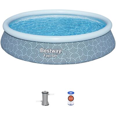 Bestway - Fast Set: Pool Set - Blue Abstract 13' x 33" - Multicolored Bestway - Fast Set: Pool Set - Blue Abstract 13' x 33" - Multicolored