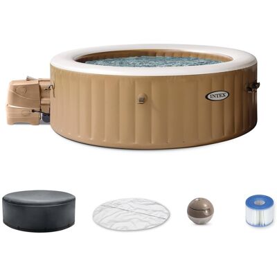 Intex - PureSpa 6 Person Bubble Massage Inflatable Hot Tub Spa Set, Sahara Tan - Brown/White Intex - PureSpa 6 Person Bubble Massage Inflatable Hot Tub Spa Set, Sahara Tan - Brown/White