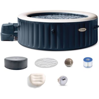 Intex - 28429EP PureSpa Plus 4 Person Inflatable Hot Tub Bubble Jet Spa, 77" x 28" - Cobalt Intex - 28429EP PureSpa Plus 4 Person Inflatable Hot Tub Bubble Jet Spa, 77" x 28" - Cobalt