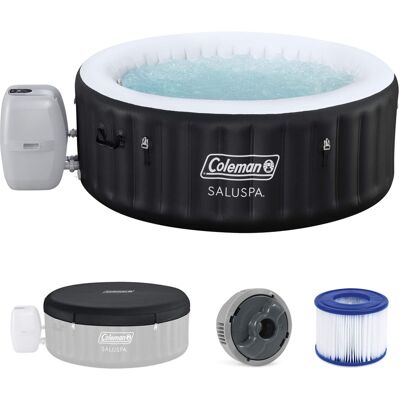 Coleman - Miami 2-4 Person AirJet Inflatable Hot Tub with Cover, 71"x26" - Black Coleman - Miami 2-4 Person AirJet Inflatable Hot Tub with Cover, 71"x26" - Black