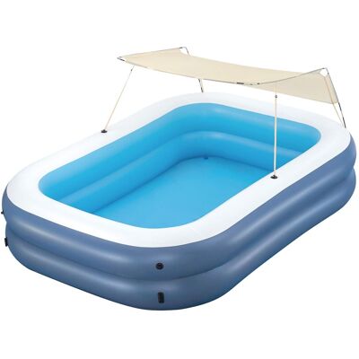 Bestway - H2OGO! 8 Foot 4 Inch by 70 Inch Summer Bliss Shaded Inflatable Family Pool - Blue Bestway - H2OGO! 8 Foot 4 Inch by 70 Inch Summer Bliss Shaded Inflatable Family Pool - Blue