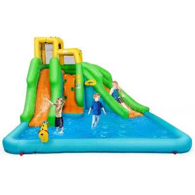 Costway - Inflatable Water Park Bounce House w/Climbing Wall Two Slides and Splash Pool - Multicolor Costway - Inflatable Water Park Bounce House w/Climbing Wall Two Slides and Splash Pool - Multicolor