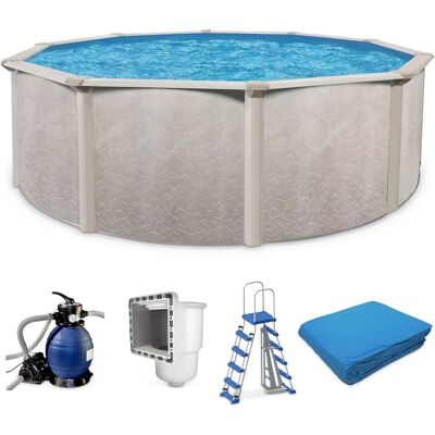 Aquarian - Phoenix 18ft x 52in Above Ground Pool w/ Filter, Ladder, Liner, Skimmer - Gray Aquarian - Phoenix 18ft x 52in Above Ground Pool w/ Filter, Ladder, Liner, Skimmer - Gray