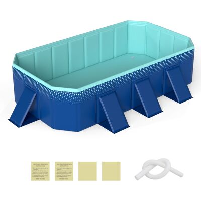 Costway - Non-Inflatable Folding Kiddie Outdoor Swimming Pool,Portable Around Ground Pool - Gradient + Green Costway - Non-Inflatable Folding Kiddie Outdoor Swimming Pool,Portable Around Ground Pool - Gradient + Green