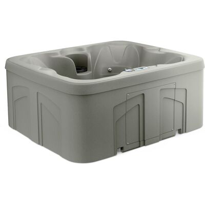Lifesmart - LS100 4 Person Plug and Play Square Hot Tub Spa with Black Cover - Taupe Lifesmart - LS100 4 Person Plug and Play Square Hot Tub Spa with Black Cover - Taupe