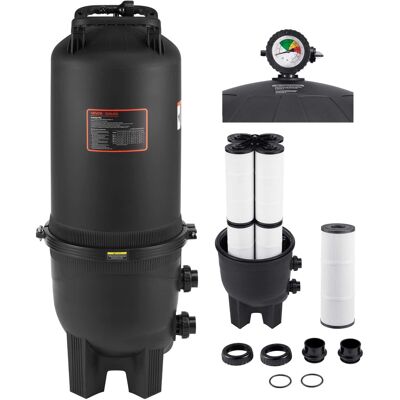 VEVOR - Pool Cartridge Filter, 725 sq.ft², Swimming Pool Filter System 9510 - 21207 GPH, Large Spa Filtration Cleaning System - Black VEVOR - Pool Cartridge Filter, 725 sq.ft², Swimming Pool Filter System 9510 - 21207 GPH, Large Spa Filtration Cleaning System - Black