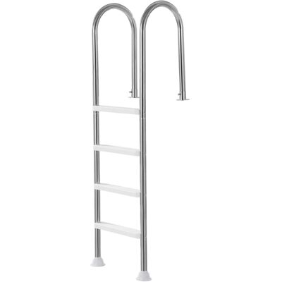 VEVOR - Swimming Pool Ladder,4-Step Double Handrails Stairs with Non-slip Heavy Duty Steps,Stainless Steel Load Capacity 265 lbs - Silver + White VEVOR - Swimming Pool Ladder,4-Step Double Handrails Stairs with Non-slip Heavy Duty Steps,Stainless Steel Load Capacity 265 lbs - Silver + White