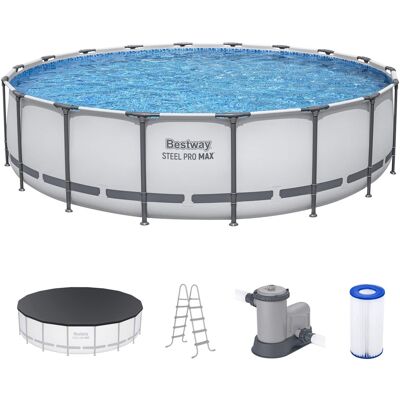Bestway - Steel Pro MAX 18'x48" Round Above Ground Swimming Pool with Pump & Cover Bestway - Steel Pro MAX 18'x48" Round Above Ground Swimming Pool with Pump & Cover