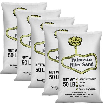 Palmetto - 5 Pack Filter Sand Residential & Commercial Pool Sand Filters, 50 Pound Palmetto - 5 Pack Filter Sand Residential & Commercial Pool Sand Filters, 50 Pound
