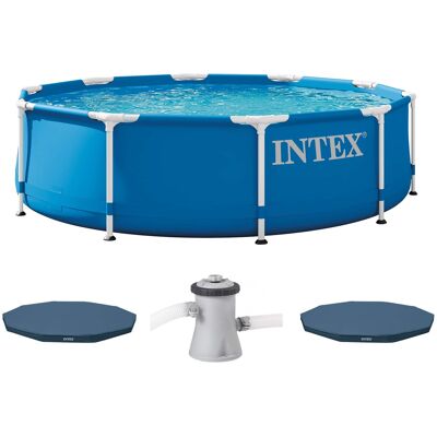 10 x 2.5-Foot Frame Pool w/ Filter Pump & Intex 10 ft Vinyl Cover, 2 Pack 10 x 2.5-Foot Frame Pool w/ Filter Pump & Intex 10 ft Vinyl Cover, 2 Pack