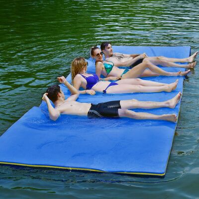 Gymax - 12' x 6' Floating Water Pad Mat 3-Layer Foam Floating Island for Pool Lake - Blue Gymax - 12' x 6' Floating Water Pad Mat 3-Layer Foam Floating Island for Pool Lake - Blue