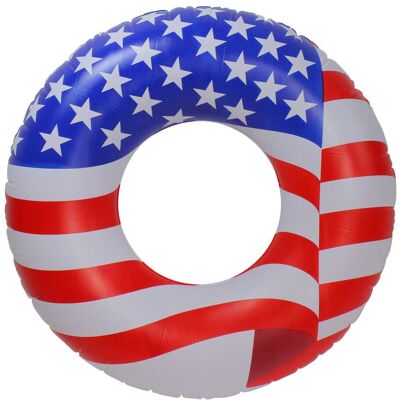 Swim Central - American Flag Inflatable Swimming Pool Inner Tube - 36" - and White - Red Swim Central - American Flag Inflatable Swimming Pool Inner Tube - 36" - and White - Red