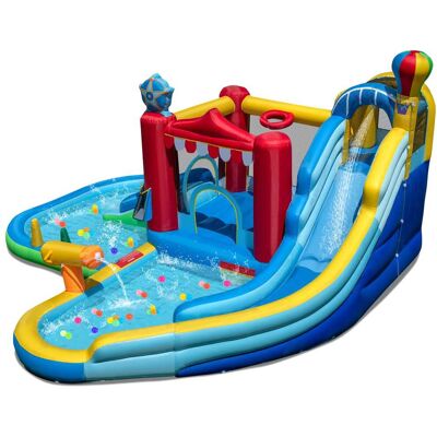 Gymax - Inflatable Water Park w/Splash Pool Water Cannon Basketball Rim Climbing Wall - Multicolor Gymax - Inflatable Water Park w/Splash Pool Water Cannon Basketball Rim Climbing Wall - Multicolor