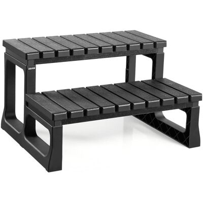 VEVOR - Hot Tub Steps, 2-Step Spa Outdoor Stairs, Heavy Duty 23.6 inch Wide PP Above-Ground/Inflatable Pool Ladder - Black VEVOR - Hot Tub Steps, 2-Step Spa Outdoor Stairs, Heavy Duty 23.6 inch Wide PP Above-Ground/Inflatable Pool Ladder - Black