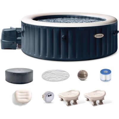 Intex - PureSpa Plus Inflatable Bubble Jet Hot Tub & Slip Resistant Seat (2 Pack) - Hot Tub + 2 Seats Intex - PureSpa Plus Inflatable Bubble Jet Hot Tub & Slip Resistant Seat (2 Pack) - Hot Tub + 2 Seats