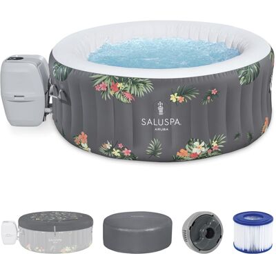 Bestway - SaluSpa AirJet Inflatable Hot Tub with EnergySense Cover, Grey - Aruba Bestway - SaluSpa AirJet Inflatable Hot Tub with EnergySense Cover, Grey - Aruba