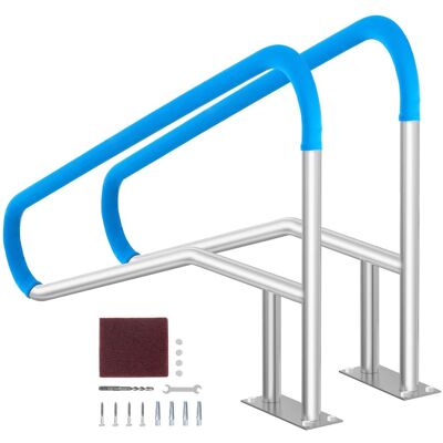 VEVOR - Pool Handrail, 2 PCS 55 x 32 inch Pool Railing, Stainless Steel with Base Plate,Swimming Pool Railing for Decks - Silver,Blue VEVOR - Pool Handrail, 2 PCS 55 x 32 inch Pool Railing, Stainless Steel with Base Plate,Swimming Pool Railing for Decks - Silver,Blue