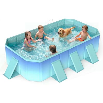 Costway - Non-Inflatable Swimming Pool, Around Ground Pool with 24 Wall Panels & 8 Support - Gradient + Green Costway - Non-Inflatable Swimming Pool, Around Ground Pool with 24 Wall Panels & 8 Support - Gradient + Green
