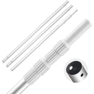 VEVOR - Telescoping Pool Pole, Adjustable 3.4 to 15 Ft Cleaning Pole with 2 Extensions, Durable Pole for Skimmer Nets, Brushes - Silver-white VEVOR - Telescoping Pool Pole, Adjustable 3.4 to 15 Ft Cleaning Pole with 2 Extensions, Durable Pole for Skimmer Nets, Brushes - Silver-white
