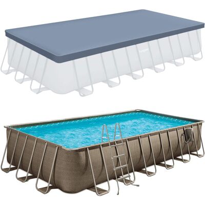 Funsicle - 24'x12'x52" Oasis Rectangular Swimming Pool Set with 24' Cover, Brown Funsicle - 24'x12'x52" Oasis Rectangular Swimming Pool Set with 24' Cover, Brown