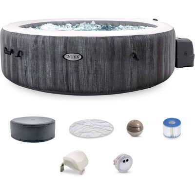 Intex - PureSpa Plus 6 Person Portable Inflatable Round Hot Tub Spa with 170 Jets - Energy Efficient Intex - PureSpa Plus 6 Person Portable Inflatable Round Hot Tub Spa with 170 Jets - Energy Efficient