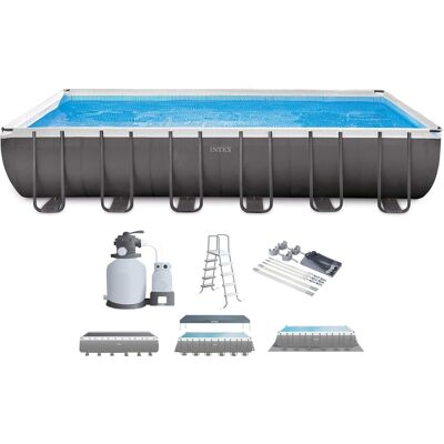 Intex - Rectangular Ultra XTR Frame Swimming Pool w Canopy - Blue Intex - Rectangular Ultra XTR Frame Swimming Pool w Canopy - Blue