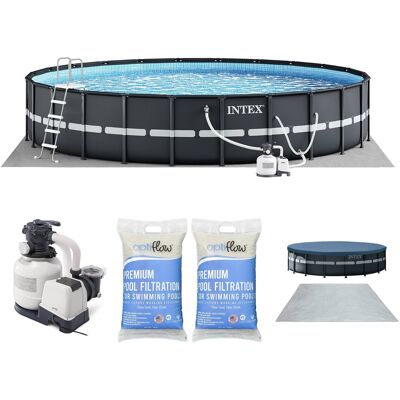 Intex - Ultra XTR 26' x 52" Round Above Ground Pool & 2 Pack OptiFlow Filter Sand - Gray Intex - Ultra XTR 26' x 52" Round Above Ground Pool & 2 Pack OptiFlow Filter Sand - Gray