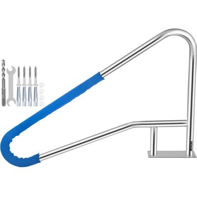 VEVOR - Pool Rail 55x32 Pool Railing 304 Stainless Steel 250LBS Load Capacity Silver Rustproof Pool Handrail - Sliver, Blue VEVOR - Pool Rail 55x32 Pool Railing 304 Stainless Steel 250LBS Load Capacity Silver Rustproof Pool Handrail - Sliver, Blue