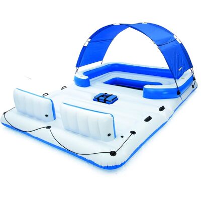 Bestway - 6-Person Floating Island Pool Lake Raft Lounge - Blue Bestway - 6-Person Floating Island Pool Lake Raft Lounge - Blue