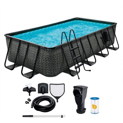 Funsicle - 16' x 8' x 42" Oasis Rectangle Outdoor Above Ground Swimming Pool - Gray Funsicle - 16' x 8' x 42" Oasis Rectangle Outdoor Above Ground Swimming Pool - Gray