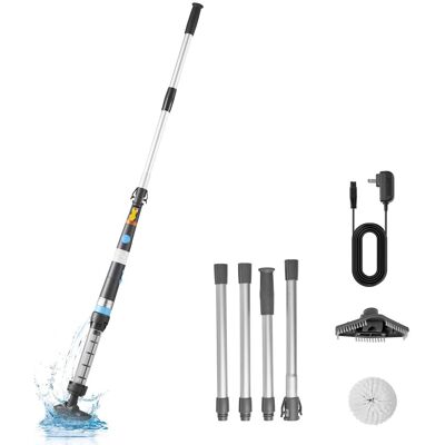 VEVOR - Handheld Pool Vacuum, 8.5 GPM Cordless Spa Hot Tub Vacuum with Extension Pole and 2 Brush Heads, 60 Mins Running Time - Silver;Black VEVOR - Handheld Pool Vacuum, 8.5 GPM Cordless Spa Hot Tub Vacuum with Extension Pole and 2 Brush Heads, 60 Mins Running Time - Silver;Black