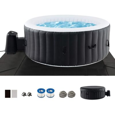 Costway - 80" Round SPA Pool Inflatable Hot Tub with 130 Air Jets Electric Heater Pump - Black + White Costway - 80" Round SPA Pool Inflatable Hot Tub with 130 Air Jets Electric Heater Pump - Black + White