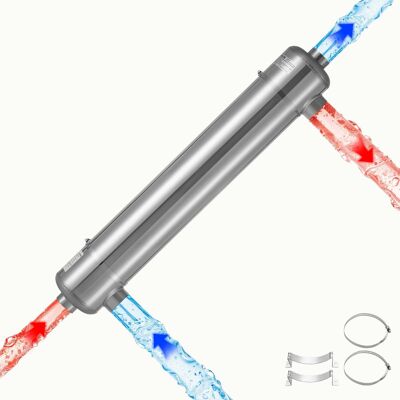 VEVOR - Pool Heat Exchanger, 360K BTU Swimming Pool Heater Exchanger, 316L Stainless Steel Construction, High Efficiency Water - Silver VEVOR - Pool Heat Exchanger, 360K BTU Swimming Pool Heater Exchanger, 316L Stainless Steel Construction, High Efficiency Water - Silver