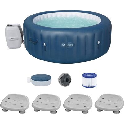 Bestway - SaluSpa Milan Inflatable Hot Tub with 4 Pack SaluSpa Non-Slip Spa Seat - Blue Bestway - SaluSpa Milan Inflatable Hot Tub with 4 Pack SaluSpa Non-Slip Spa Seat - Blue