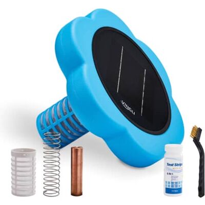 Winado - Copper Solar Pool Lonizer Cleaner, Maintain Pool Water Clarity with Less Reliance on Chlorine for Indoor Outdoor Pools - Blue Winado - Copper Solar Pool Lonizer Cleaner, Maintain Pool Water Clarity with Less Reliance on Chlorine for Indoor Outdoor Pools - Blue