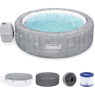 Coleman - Sicily AirJet Round Inflatable Hot Tub with EnergySense Cover, Grey - Gray Coleman - Sicily AirJet Round Inflatable Hot Tub with EnergySense Cover, Grey - Gray