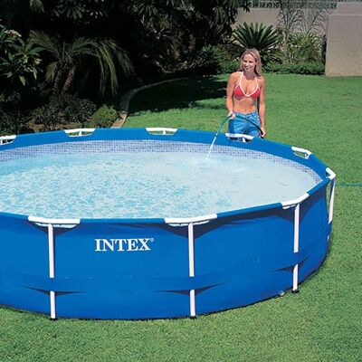 Intex - Above Ground Swimming Pool w/Pump, Filter Cartridge(6 Pack)& Cover - White Intex - Above Ground Swimming Pool w/Pump, Filter Cartridge(6 Pack)& Cover - White
