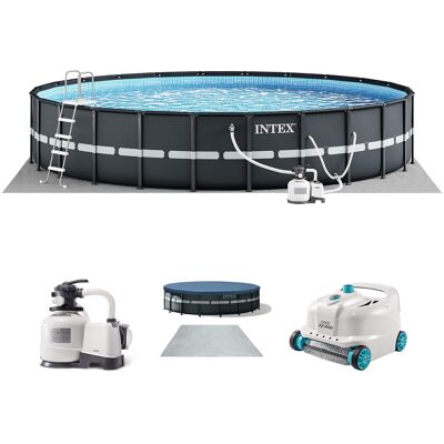 Intex - Ultra XTR 18' x 52" Above Ground Outdoor Pool Set with Pump & Robot Vacuum - Gray Intex - Ultra XTR 18' x 52" Above Ground Outdoor Pool Set with Pump & Robot Vacuum - Gray