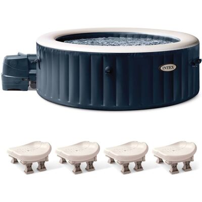 Intex - PureSpa Plus Inflatable Bubble Jet Hot Tub & Slip Resistant Seat (4 Pack) - Blue Intex - PureSpa Plus Inflatable Bubble Jet Hot Tub & Slip Resistant Seat (4 Pack) - Blue
