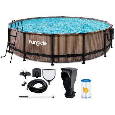 Funsicle - 14' x 42" Oasis Round Outdoor Above Ground Swimming Pool - Natural Teak Funsicle - 14' x 42" Oasis Round Outdoor Above Ground Swimming Pool - Natural Teak