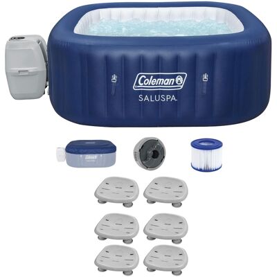 Coleman Hawaii Hot Tub + Bestway SaluSpa Spa Seat with Adjustable Legs - Blue (Energy Sense with 6 Seats) Coleman Hawaii Hot Tub + Bestway SaluSpa Spa Seat with Adjustable Legs - Blue (Energy Sense with 6 Seats)