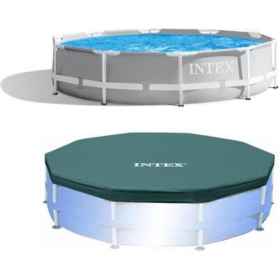 Intex - 10'x30" Round Above Ground Swimming Pool & 10' Round Swimming Pool Cover Intex - 10'x30" Round Above Ground Swimming Pool & 10' Round Swimming Pool Cover