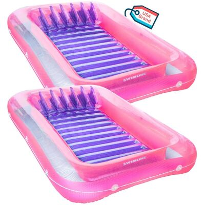 Swimline - 9052 71 Inch Swimming Pool Inflatable Tub Float Lounge Chairs (2 Pack) - Pink Swimline - 9052 71 Inch Swimming Pool Inflatable Tub Float Lounge Chairs (2 Pack) - Pink