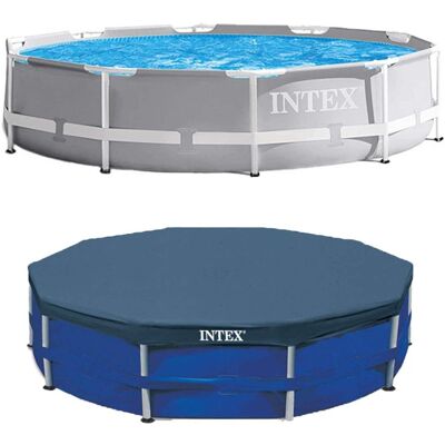 Intex - 10 Foot x 30 Inches Pool w/ 10-Foot Round Above Ground Pool Cover Intex - 10 Foot x 30 Inches Pool w/ 10-Foot Round Above Ground Pool Cover